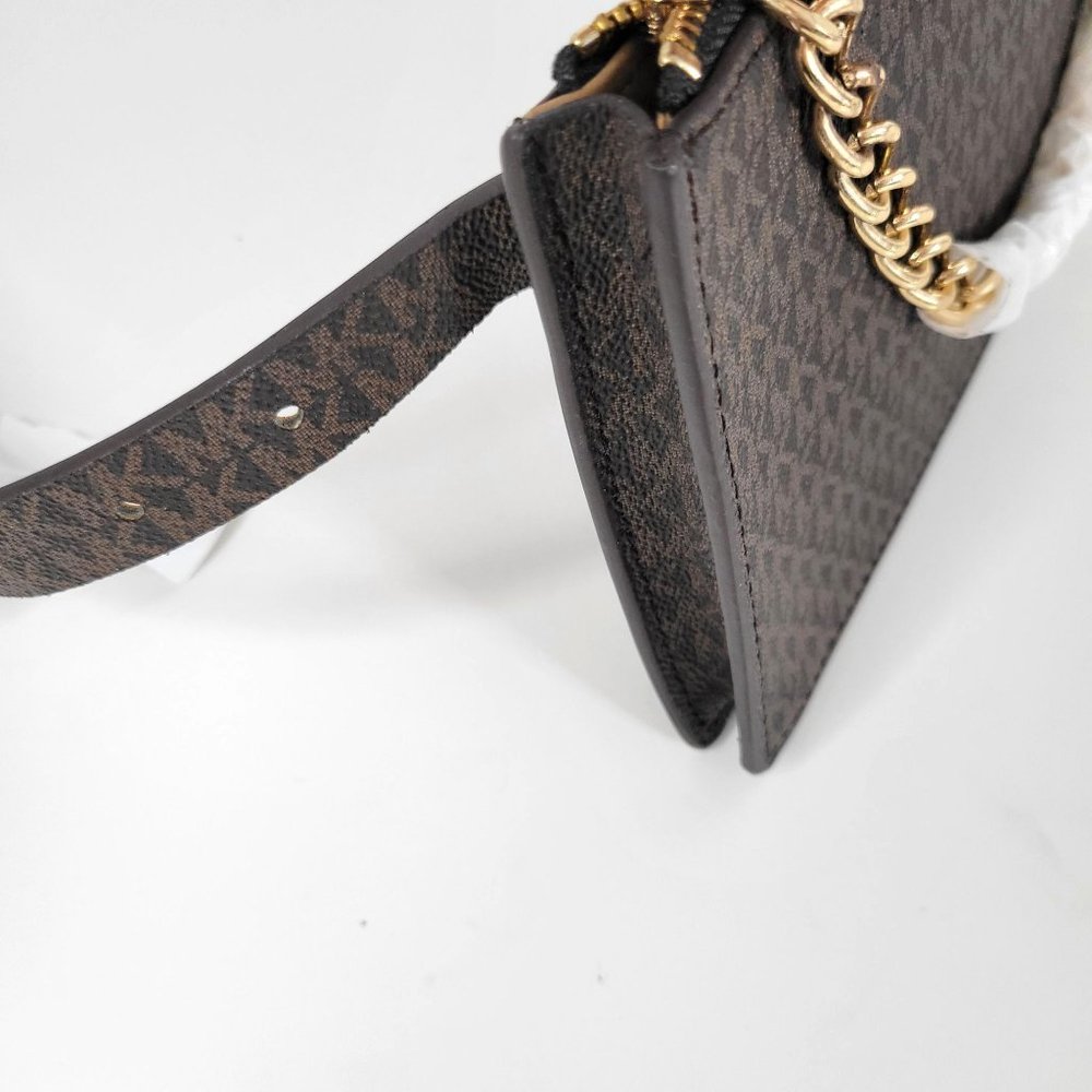 New - MICHAEL KORS Belt Bag with Pull Chain Chocolate Size M - Picture 8 of 16